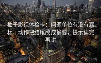 柚子影视体检卡：问题单位有没有漏标，动作把结尾改成摘要，提示读完再讲